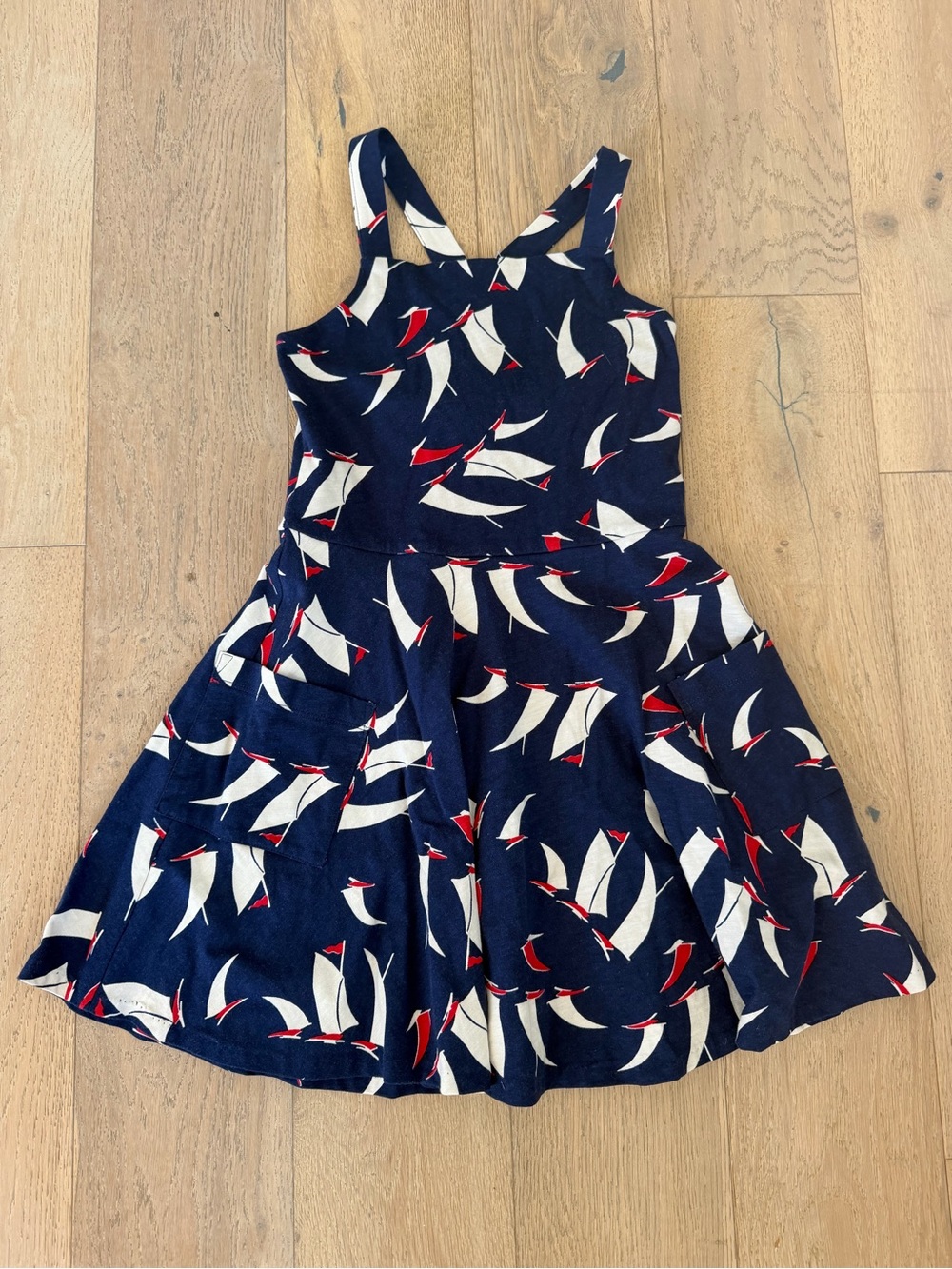 NWT Polo Ralph Lauren Girls Blue Sailboat Print Jersey Sundress Size M